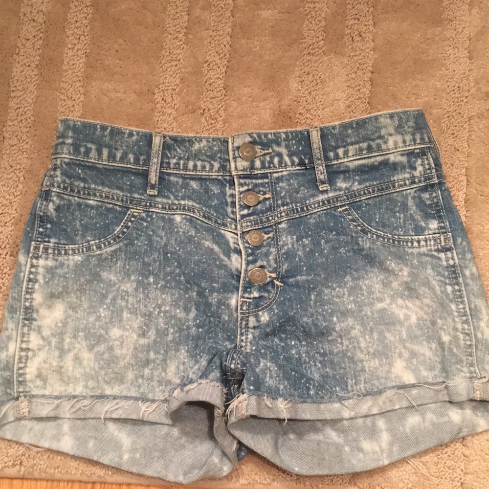 High waisted distressed jean shorts